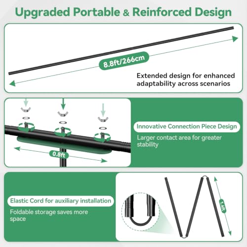 EMART Green Screen Backdrop Kit, 8.5x8.5ft Large Green Screen Backdrop with 8.8x7.5FT Reverse Folding T-Shape Tripod Stand, Spliced Crossbar Plate & 6 Clamps for Studio Shooting, Live Stream