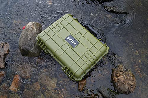 MEIJIA Portable All Weather Waterproof Camera Case With Foam,Fit Use of Drones,Camera,Equipments,Pistols,15.98x12.99x6.85inches - color: Green