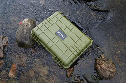 MEIJIA Portable All Weather Waterproof Camera Case With Foam,Fit Use of Drones,Camera,Equipments,Pistols,15.98x12.99x6.85inches - color: Green