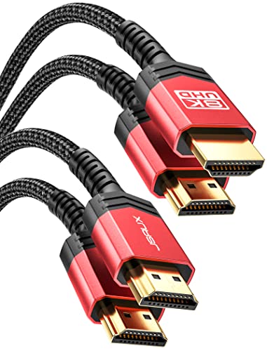 JSAUX 10K HDMI Cable 2.1 6FT 2-Pack 48Gbps 4K Ultra High Speed Cord (8K@60Hz 7680x4320, 4K@120Hz) eARC HDR10 HDCP 2.2 & 2.3 3D, Compatible with PS5/PS4/X-Box/Roku TV/HDTV/Blu-ray/LG/Samsung QLED - color: Red, size: 6ft