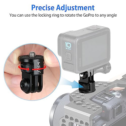 HSU Aluminum Tripod Mount Adapter, 1/4" 20 Mount for GoPro Hero 13/12/11/10/9/8/7 Insta360 X3/X2/X/RS/R and Other Cameras (Black) - color: 1 Pack