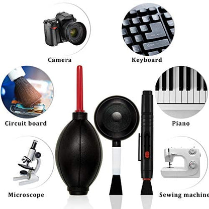 Patelai Camera Cleaning Kit Include Cleaning Pen Brush, Blower Brush Dust Cleaner, Air Blaster Blower Lens Cleaning Kit for Camera, SLR, Telescope, Magnifying Glass, Phone