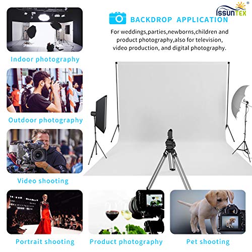 ISSUNTEX 10X20 ft Background Muslin Backdrop, Photo Studio, Collapsible High Density Screen for Video Photography and Television-White - color: White, size: 10X20 ft