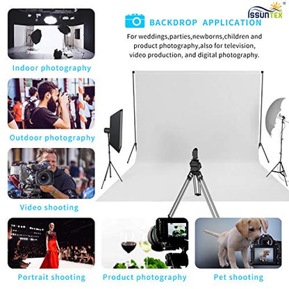 ISSUNTEX 10X12 ft Background Muslin Backdrop, Photo Studio, Collapsible High Density Screen for Video Photography and Television-White - color: White, size: 10X12 ft