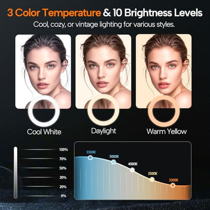EMART 10" Ring Light with 55" Extendable Tripod Stands and Phone Holder, Dimmable LED Circle Round Light for Selfie Camera Photography/Makeup/YouTube Video/Vlogging/Live Streaming - size: 10 inches