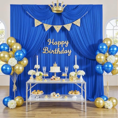 10ftx12ft Wrinkle Free Royal Blue Backdrop Curtain, 2 Panels 12FT Height Royal Blue Wedding Backdrop Drapes, Silky Polyester Back Drop Cloth for Birthday Photography Background Party Backdrop Draping - color: Royal Blue, size: (W)5ft x (H)12ft (2 Panel)