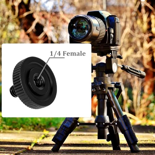 2Packs Thumb Camera Quick Release Adapter with 4 Packs Rubber Washers Tripod Screw with Rubber Pad 1/4 Male to 1/4 Female Thread L Bracket Mount for Camera Mounting Plate