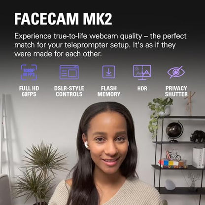 Elgato Prompter Camera Set - Premium Teleprompter with Full HD Webcam, HDR Enabled, Perfect for Streaming, Presenting, Video Calls, Compatible with OBS, Zoom, Teams, and More, Works with PC/Mac