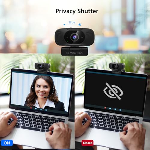 4K Webcam with Microphone, 1080P 60fps Webcam for PC, 8MP UHD 92° Wide Angle Len, Automatic Light Correction, USB Camera with Privacy Cover, External Computer Camera for Business Meeting/Video Call - style: 4K Webcam with Noise-reducing Mic