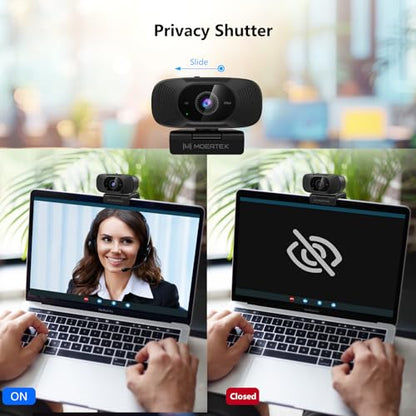 4K Webcam with Microphone, 1080P 60fps Webcam for PC, 8MP UHD 92° Wide Angle Len, Automatic Light Correction, USB Camera with Privacy Cover, External Computer Camera for Business Meeting/Video Call - style: 4K Webcam with Noise-reducing Mic