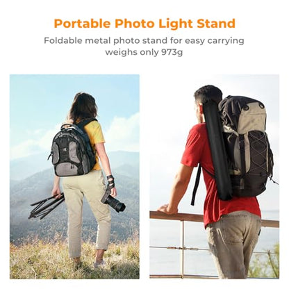 K&F CONCEPT Light Stand for Photography, 6.5ft/2M Portable Extendable Photo Video Tripod Stand, Lighting Tripod with 1/4" Screw for Lighting/Strobe Light/Webcams/Cameras/Softbox, with Storage Bag - size: 2.0M