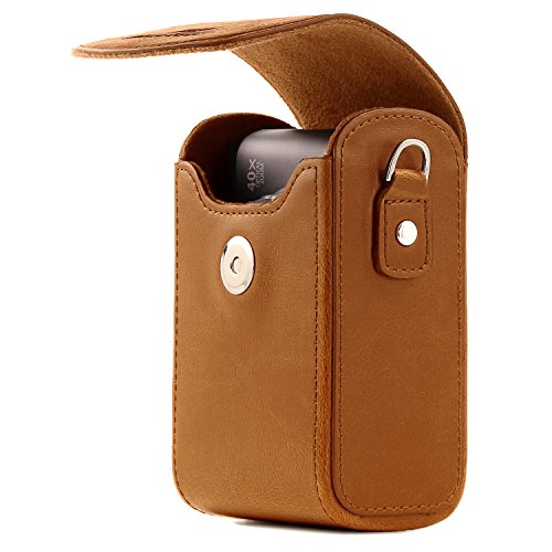 MegaGear MG768 Leather Camera Case with Strap compatible with Canon PowerShot G7 X Mark III, G7 X Mark II, G7 X - Light Brown - color: Light Brown