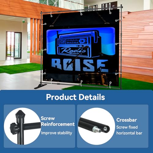 QKA 8x8 FT(WxH) Heavy Duty Backdrop Banner Stand with Adjustable Telescopic Tube,Step and Repeat Stand for Parties, Photo Booths, Exhibit Events and More Easy to Install(Carrying Bag Included) - size: 8x8 ft