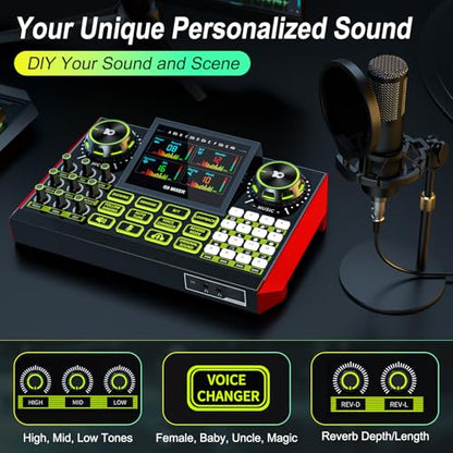 G9 Podcast Equipment Bundle with Audio Mixer for Streaming Singing, 3.5mm Condenser Microphone Kit, Voice Changer, Noise Reduction, Bluetooth, Plug & Play for PC, Phone, TikTok, YouTube - color: Dark Blue Mic+G9 Audio mixer