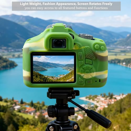 Case for Canon EOS Rebel T7 Rebel T6 Camera, Soft Silicone Rubber Protective Camera Case Cover Accessories, Lightweight, Anti-Scratch with Button Marking for EOS Rebel T7 T6 (Camouflage) - color: Camouflage