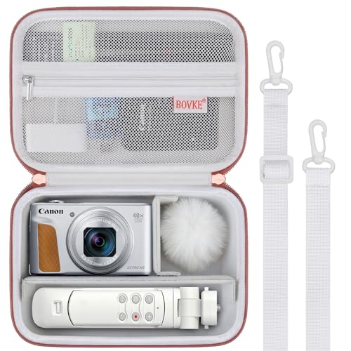 BOVKE Carrying Case for Canon G7X Mark III Mark II, PowerShot SX740 SX730, Sony ZV-1 II/ZV-1F Compact 4K Vlogging Digital Camera Travel Storage Bag for Tripod Microphone Cameras Accessory, White - color: White