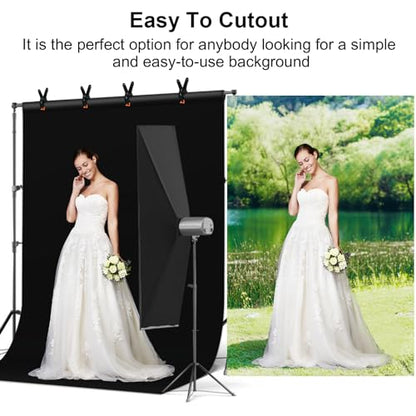 UTEBIT 6.5x10ft Black White Backdrop Screen, High Density Polyester Fabric | Pure Black White Photo Backdrop Curtain Screen with 4 Spring Clamps for Photography Photoshoot Portrait Party Video Studio - size: 6.5*10FT