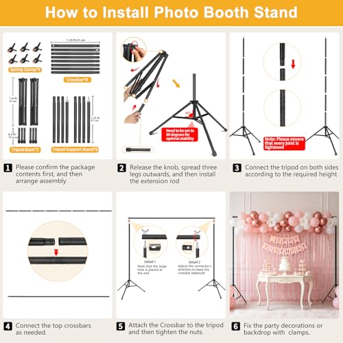 Backdrop Stand 10x7ft(WxH)- 7 Widths Photo Studio Adjustable Background Stand Support kit with Clamps,Carrying Bag for Party, Photo Booth, Banner, Events Decoration, Wedding, Photography