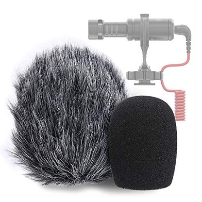 YOUSHARES VideoMicro Microphone Foam windscreen & Deadcat Wind Shield, Foam & Furry Wind Muff for Rode VideoMicro and VideoMic Me Me-L Mic (2 Pack) - color: FurFoamKit