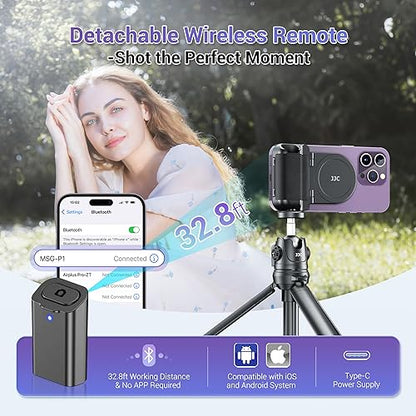 JJC Magnetic Phone Camera Grip Handle with Wireless Shutter Remote, Magsafe Camera Handle Bluetooth Bracket for iPhone Android Smartphone with 1/4” Tripod Screw for Video Photo Shooting (White) - color: White Standard Grip
