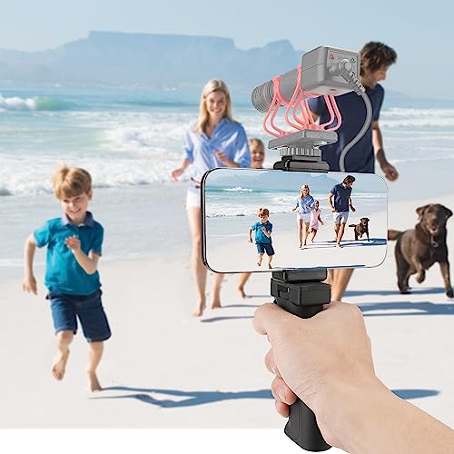 Universal Ergonomic Anti-Fall Mobile Phone Smartphone Handle Stabilizer Mount Rig Portable Selfie Stick Tripod Handheld Vlogging Monopod for 60-85mm Wide iPhone Samsung Android