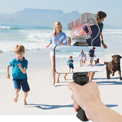Universal Ergonomic Anti-Fall Mobile Phone Smartphone Handle Stabilizer Mount Rig Portable Selfie Stick Tripod Handheld Vlogging Monopod for 60-85mm Wide iPhone Samsung Android