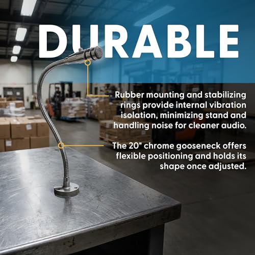 REBUILD SKILLS Push-to-Talk Microphone RBX-515SBG-18X Compatible with Shure 515SBG-18X for use in Restaurants Grocery Store Drive Thru - 20" Gooseneck, Mount Attached and 6½’ Cord