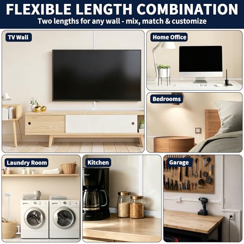 330in Cord Hider Kit – 6 Long 39.4" + 6 Short 15.7" White Cable Raceway, Wall Mount TV Wire Cover, Paintable, Easy Install Cord Concealer, Wire Management for Home & Office - size: 330in L x 0.95in W x 0.55in H