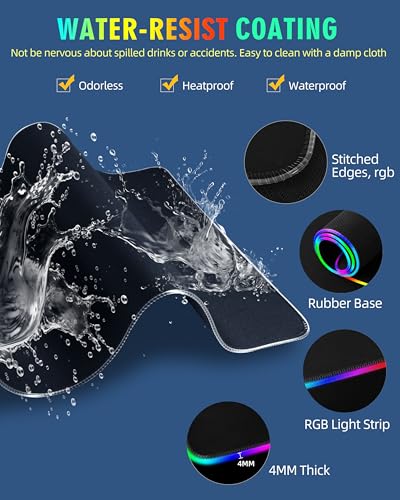 ExtreLife Wireless Charging Mouse Pad, RGB Gaming Mousepad, 31.5"x11.8" Extra Large Desk Mat, 13 Light Modes, Ultra-Smooth Surface, Non-Slip Base, Waterproof Computer Keyboard Pad for Laptop, Black - color: Black-31.5"x11.8"
