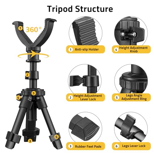CVLIFE Shooting Rest Tripod - Adjustable Height, 360 Degree Rotation, V Yoke Stand - Portable Rifle Rest for Target Shooting, Hunting and Outdoor Activities - size: 11.8-25"