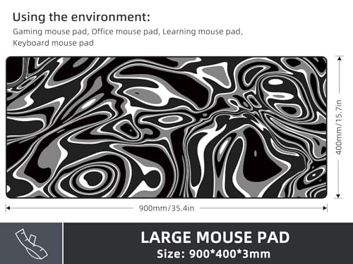 Rinaze Large Gaming Mouse Pad with Superior Micro-Weave Cloth, Extended Desk Mousepad with Stitched Edges, Anti-Slip Keyboard Pad for Computer, Home and Gaming - color: Silver