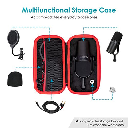 YOUSHARES MV7 Microphone Case Bag with Mic Cover Foam - Mic Case Hard Carring Case with Windshield Compatible with Shure MV7 USB Condenser Microphone - color: Shure MV7 Case