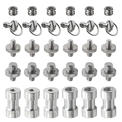 30Pack Camera Screw Set 1/4 Inch and 3/8 Inch Threaded Screws Adapter Hot Shoe Adapter Mount Set for Camera/Tripod/Mono-pod/Light Stand - style: Adapter-30P