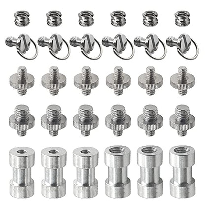 30Pack Camera Screw Set 1/4 Inch and 3/8 Inch Threaded Screws Adapter Hot Shoe Adapter Mount Set for Camera/Tripod/Mono-pod/Light Stand - style: Adapter-30P