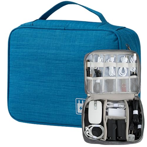Organizer Case Small Electronic Devices USB Charger Accessories Mouse Phone Cable SD Power Bank Earphone - color: Large-Sky Blue