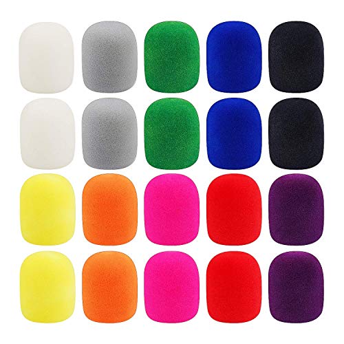 Augshy Microphone Covers Foam,20 Pack Thick Handheld Stage Microphone Windscreen Microphone Cover Foam Karaoke DJ Microphone Covers Disposable(10 Color) - color: Multicolor, size: 2.9 x 2.5 inches