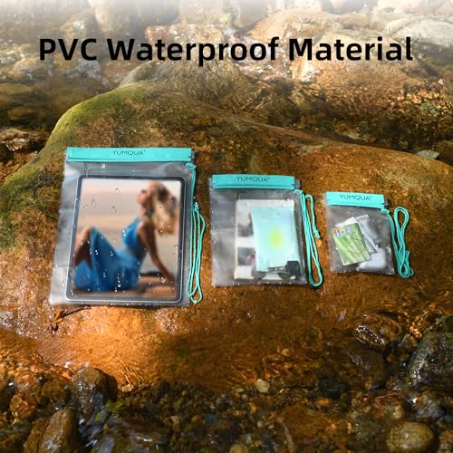 YUMQUA Clear Waterproof Bag, Waterproof Document Pouch Passport Holder Water Tight Map Case Waterproof Pouch Water Proof Small Dry Bags for Kindle Phone Tablet Camera, Kayak Boat PaddleBoard - color: Teal