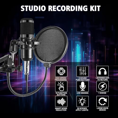 ALSO GO Podcast Equipment Bundle, Professional BM-800 Podcast Microphone with Adjustable Stand, V10XPRO Audio Mixer, Voice Changer, Audio Interface Suitable for Podcasting, Singing, Gaming