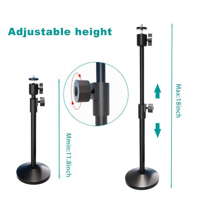 Webcam Stand with Phone Holder, Extendable Desktops Tripod Camera Stand Mount for Logitech Webcam C922 C930e C920S C920 C615 C960 C920x BRIO 4K NexiGo N60, Ring Light, GoPro, with 1/4" Thread