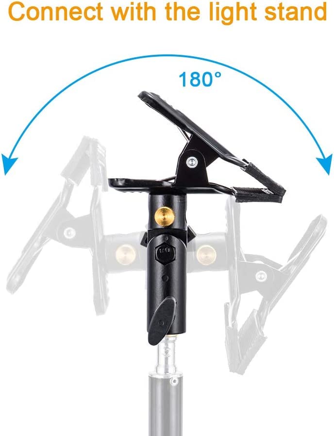 UTEBIT 2 Pack Photography Reflector Holder for Light Stand, Black | Heavy Duty Metal Clamp Holder, Light Reflector with Stand, Photo Umbrella Clamps for Studio, Light Stand - size: 2 PACK-Reflector Photography