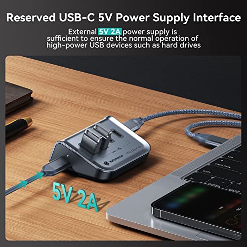 Yottamaster 4-in-1 USB C Hub, 10Gbps USB 3.2 Gen 2 Desktop Hub with 2 USB-A& 2 USB-C Data Ports, 2-in-1 USB-C/A Cable, Angled USB Splitter for PC, Laptop, Mac mini, MacBook, iMac(Not Support Charging) - style: with 2 USB-C & 2 USB-A