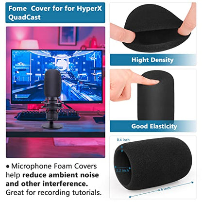 Pop Filter for Hyperx Quadcast,3 in 1 Quadcast S Mic Pop Filter + Furry Windscreen+ Foam Mic Cover for Hyperx Microphone,Professional Noise Reduction QuadCast Pop Filter Set by ChromLives, Combo 3Pack