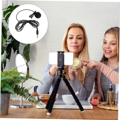 Abaodam Mini Portable Clip Lavalier Condenser Mic for Phone Camera Laptop High Sensitivity Black for Video Meetings Recordings and Chatting