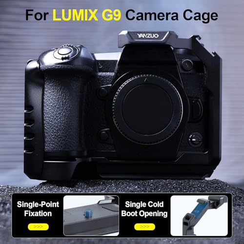 Full Camera Cage for LUMIX G9, CNC Aluminum Rig with Arca-Swiss Base, NATO Rails & Cold Shoe for Photography, Gimbal & Video Recording