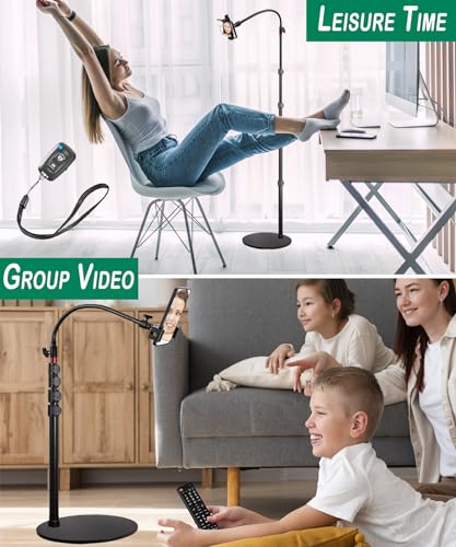 Cell Phone Stand, Phone Floor Stand, Swivel Cell Phone Mount with Height Adjustable Stand, Heavy Stable Base, Compatible with iPhone 16, iPhone 16 Pro Max, iPhone 16 Plus,15, 14, 13, 12 - color: Side Column Stand