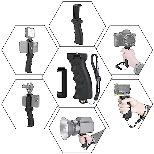 Universal Ergonomic Anti-Fall Mobile Phone Smartphone Handle Stabilizer Mount Rig Portable Selfie Stick Tripod Handheld Vlogging Monopod for 60-85mm Wide iPhone Samsung Android