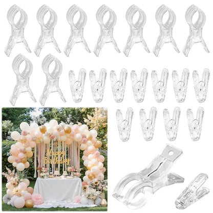succulentlovers 22 Pcs Balloon Arch Clips, Clear Spring Clamps Kit for Backdrop Stand, Lightweight Balloon Arch Clamping Clip for Birthday Wedding Party Photography Studio Craft Decoration Accessories