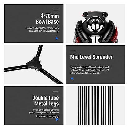 NEEWER 79"/200cm Video Tripod, Heavy Duty Aluminum Alloy Camera Tripod Stand with 360° Fluid Drag Head, QR Plate Compatible with Canon Nikon Sony and Other DSLR Camera Camcorder, Load Up to 17.6lb/8kg - style: TP-M200