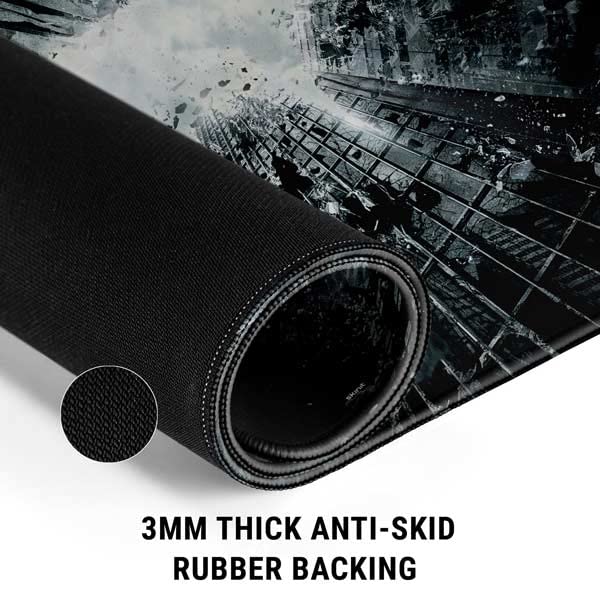 Skinit 12.6” x 11” Batman Dark Knight Rises Gaming Mouse Pad, Large for Desk Setup, Anti-Slip Rubber Base, Smooth Low-Friction Surface, Precision Stitched Edges - color: Black - BATMNX07, size: 12.6" x 11"