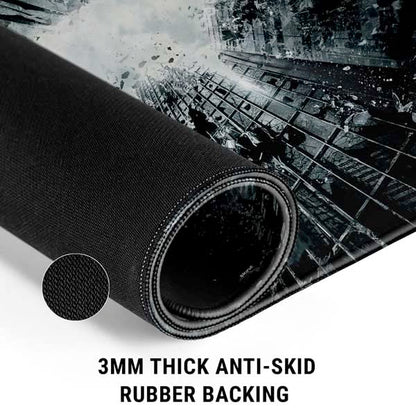 Skinit 12.6” x 11” Batman Dark Knight Rises Gaming Mouse Pad, Large for Desk Setup, Anti-Slip Rubber Base, Smooth Low-Friction Surface, Precision Stitched Edges - color: Black - BATMNX07, size: 12.6" x 11"